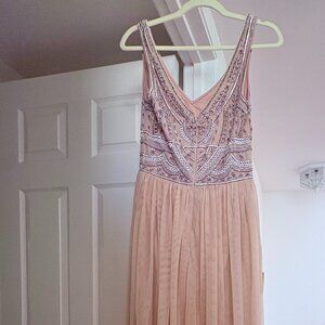 BHLDN/Anthropologie Maxi Beaded Dress in Sterling Tull